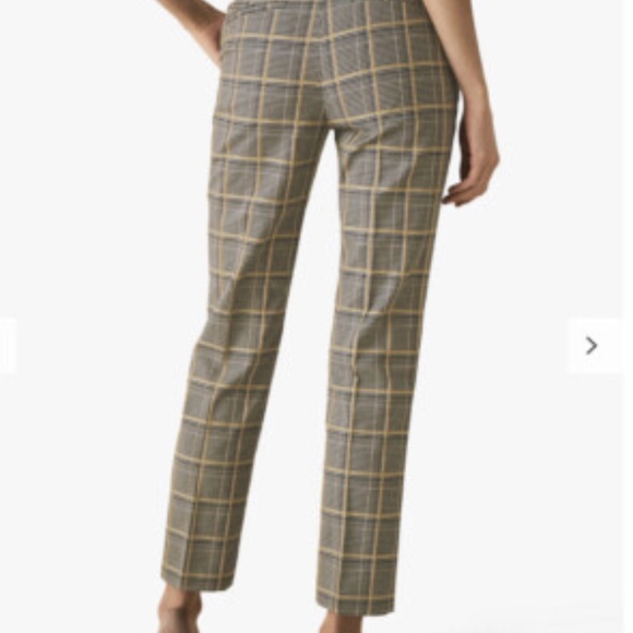 Zara Tartan Plaid Pants Trousers Ankle Length Black Pockets Straight Leg Size M - Picture 4 of 16